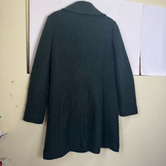 Club Monaco Wool Boucle Zipper Pea Coat Pockets Jacket Green Gold Minimalist M - Picture 4 of 16